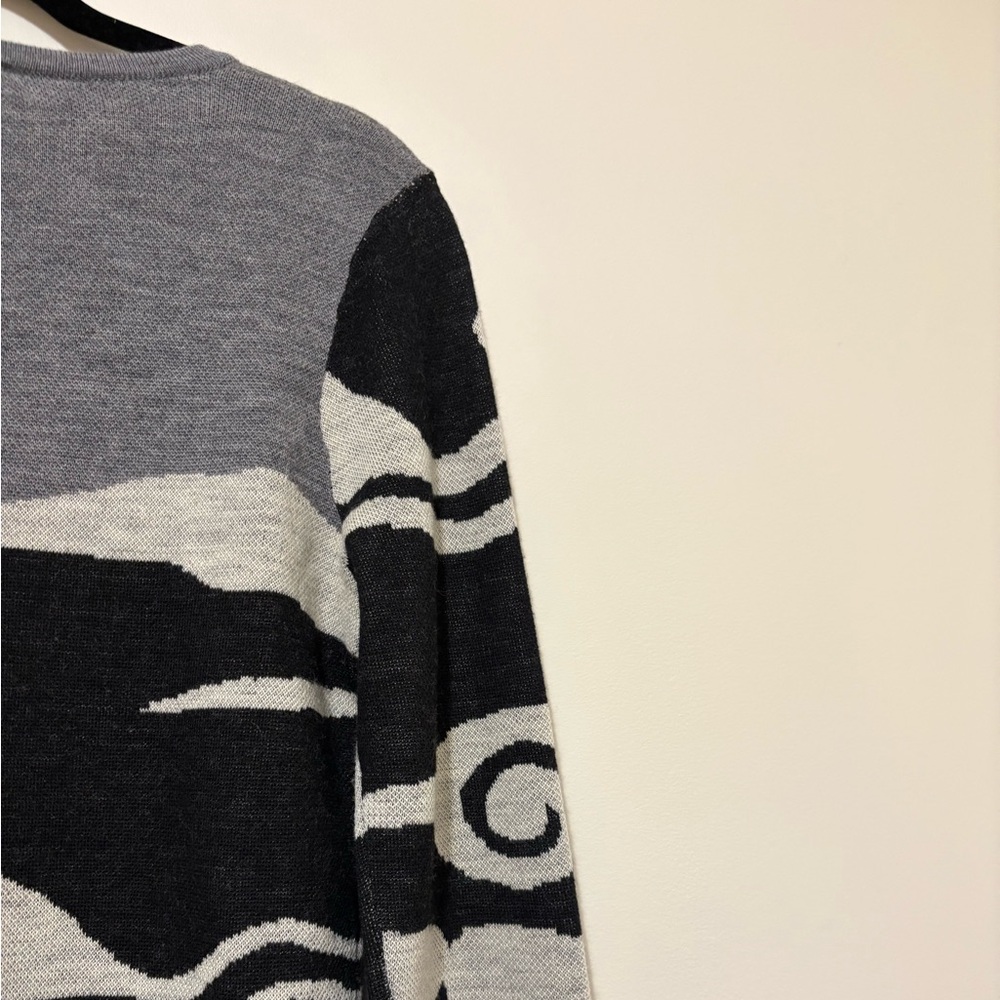 Diane Von Furstenberg Gray and Black Long Sleeve Dress Size M Wool - Picture 9 of 13